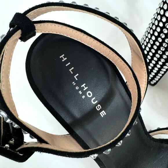 Hill House Home The Party Platform Black Suede Rhinestone Sandals 40 Studed Shoe - Picture 4 of 7